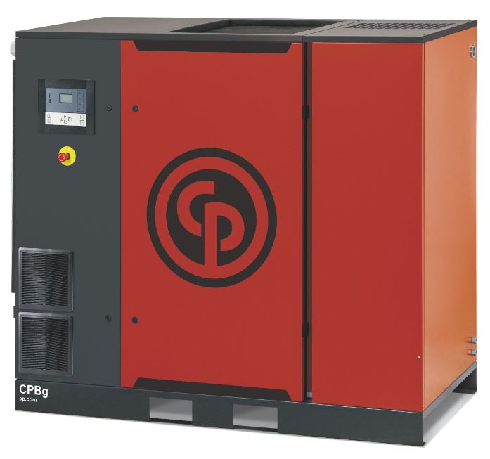 chicago pneumatic CPC40 40 HP belt drive rotary screw air 

compressor.