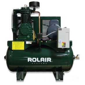 rolair H33330K24 3HP two stage 175 psi air compressor mounted on a 30 gallon horizontal tank